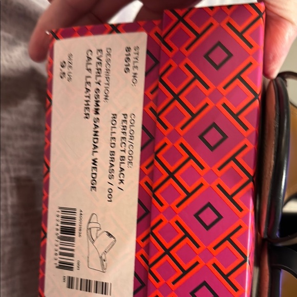 Tory Burch Black and Gold Wedge Shoes - Picture 7 of 7